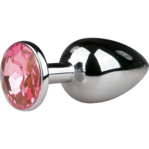 EasyToys: Metal Butt Plug No. 1 with Crystal, small, silver/rosa
