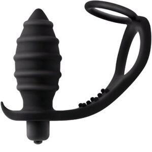 S Pleasures Throttle Black Analplugg med penisring