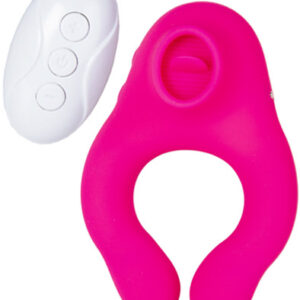 Remote Controlled Vibrating Licking Cock Ring Pink Penisring med vibrator
